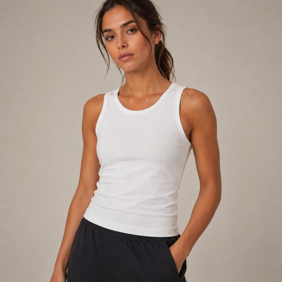 Yogalicious Tops - Yogalicious Seamless Carrie Tank Top White Racerback Built-in Shelf Bra Medium
